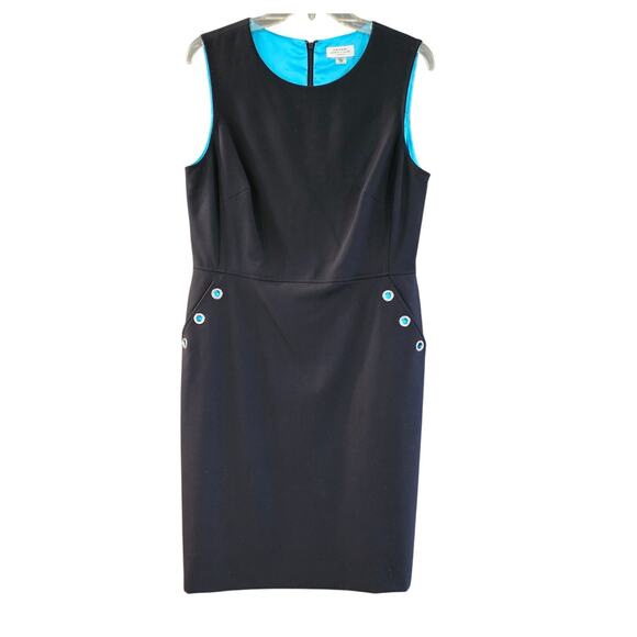 Tahari ASL Black Sleeveless Knee Length Crepe Office Cocktail Sheath Dress 10P - Picture 1 of 7
